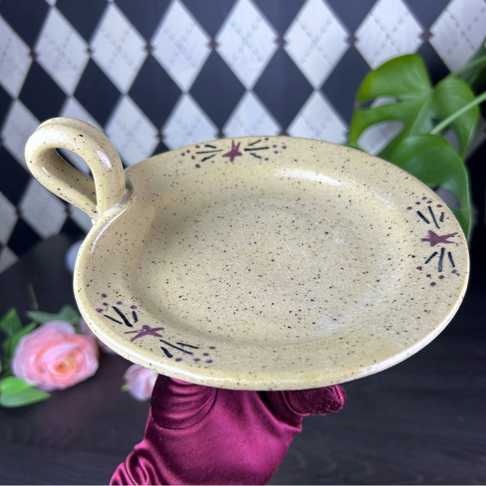 Studio Pottery Crock for Kitchen Utensils 4.5” + Underplate| Farmhouse Primitive - Picture 9 of 12